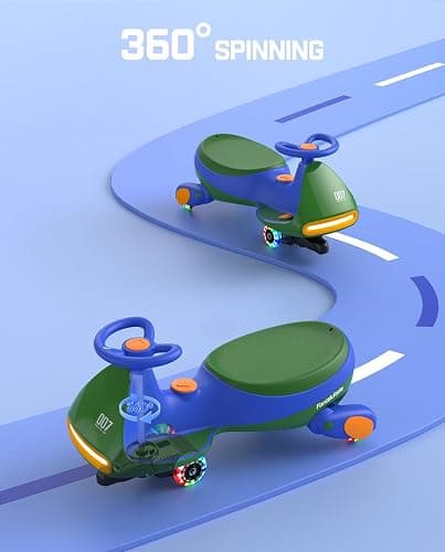 FanttikRide N7 Pro Electric Wiggle Car with Pedal, Rechargeable Battery, CyberWiggle, 2 in 1 Swing Car, 2 Speeds Max 4 Mph, Anti-Rollover, Flashing Wheels, Bluetooth, for Ages 3 and Up, 150 Lbs, Green thumbnail 8