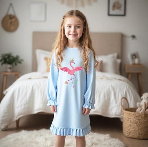 Tkria 2Pcs Girls Nightgowns Toddler Nightdress Soft Cotton Sleepwear 2-10 Years Long Sleeves Nightie Dress Pajamas Kids Girls thumbnail 5