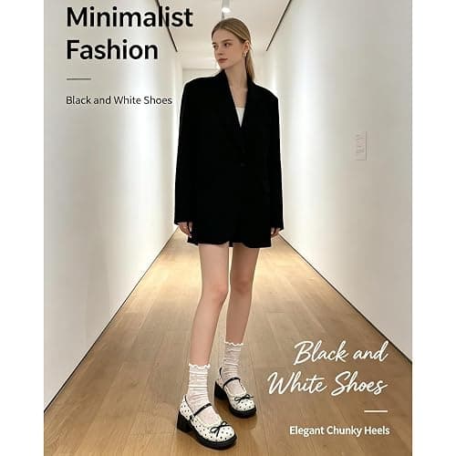 Scarpe Mary Jane da donna con punta rotonda a pois e fiocco | Delicato pizzo regolabile T-bar fibbia piattaforma tacchi dolce stile Lolita calzature per vacanze universitarie e feste thumbnail 4