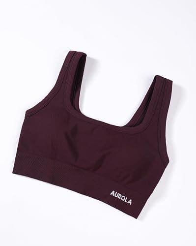 AUROLA Power Womens Square Back Basic Sports Bra - Square Neck Padded Low Impact Yoga Bra Workout Crop Top thumbnail 5