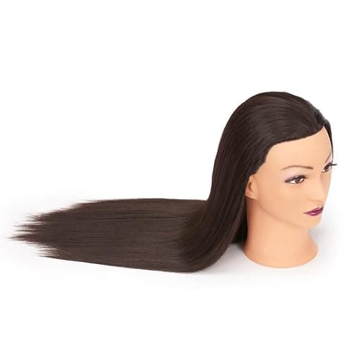 Hairginkgo Mannequin Head 26"-28" Synthetic Fiber Training Head Braiding Head Hair Styling Manikin Cosmetology Doll Head Hairdresser Training Model for Cutting Braiding Practice with Clamp 92022LB0220 - Black-2022 thumbnail 5