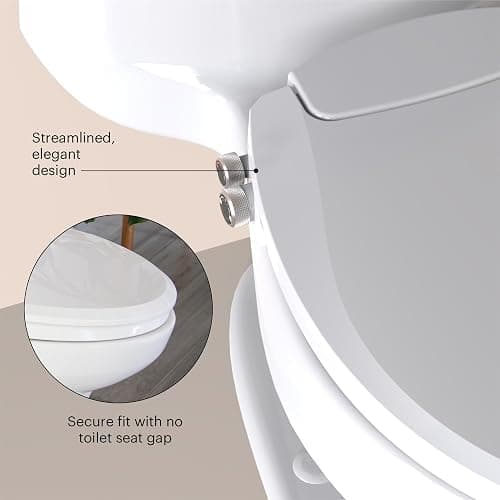 Brondell Bidet Toilet Seat, Non-Electric Swash Ecoseat, Fits Elongated Toilets, White - Dual Temperature, Dual Nozzle System - Bidet with Easy Installation thumbnail 8