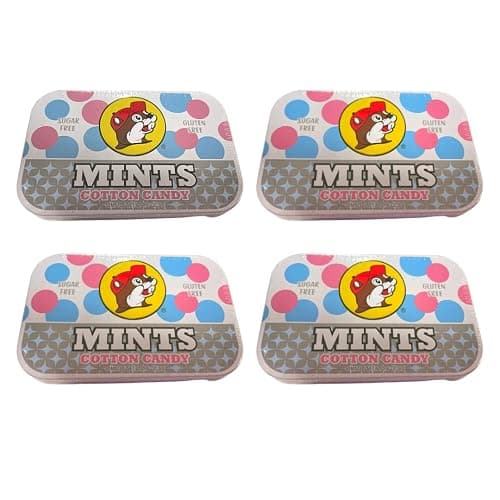 Buc-ee's Sugar Free Cotton Candy Flavored Breath Mints, Gluten Free, Four Tins of 50 Mints (200 Mints Total) - Image 1