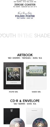 ZEROBASEONE YOUTH in the SHADE 1st Mini Album CD+POB+Artbook+Selfie photocard+Photo frame set+Layer card+Sticker+Zerose coaster+Tracking ZB1 (YOUTH Version) thumbnail 3