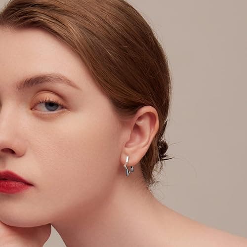 BISAER Star Earrings 925 Sterling Silver Cute Hoop Earrings for Women Hypoallergenic Small Sleeper Tragus Hoop Earrings Cartilage Jewelry Gifts thumbnail 7