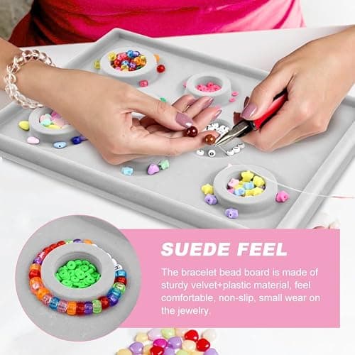 Bracelet Bead Board with 2 Rolls Jewelry Bead Threads and Beading Needle for Jewelry Bracelet Making Supplies(Color:as Shown) thumbnail 4