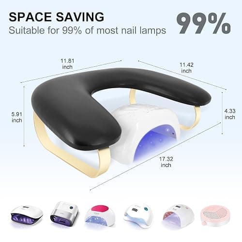 Arm Rest for Nails Tech,Comfortable Leather U Shaped Manicure Hand Rest Pillow Cushion,Ergonomic Slope Nail Arm Rest Stand for Nails Salon,Detachable Bracket,Easy to Clean(Black） thumbnail 5