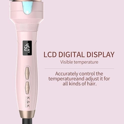 K&K 1 1/2 Inch Ceramic Tourmaline Ionic Heated Round Brush Curling Brush Creates Blowout Look -Creates Root Volume & Loose Curls Volume Curls Dual Voltage Hair Styling Tool (Pink, 1.5 Inch) thumbnail 5