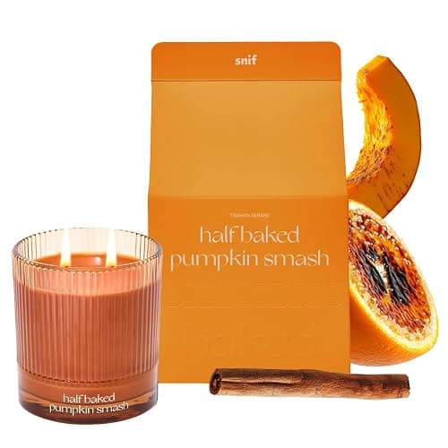 Half Baked Pumpkin Smash Scented Candle by Snif, 8.5oz | Festive Fall Candle | 50+ Hours| 100% Cotton Fiber Wicks | Soy Wax Blend | Non-Toxic, Vegan - Image 1