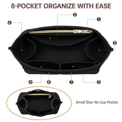OPPOSHE Purse Organizer Insert for Longchamp Le Pliage, Premium Felt Long Champ Bag Handbag Women, Tote Organizer Insert with 9 Compartments (Large, Black) thumbnail 4