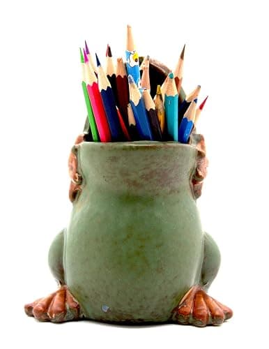 MONMOB 7" Ceramic Frog Shaped Plant Pot for Bonsai Flower Succulent Planter Candy Dish Pencil Holder Decor Multipurpose Green Frog Gift thumbnail 8