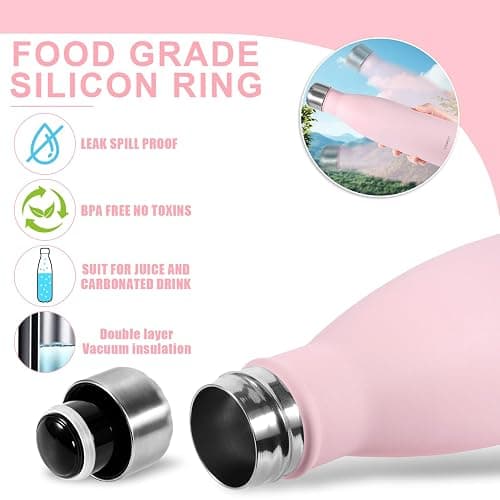 Gourde Isotherme 500ml, Gourde Isotherme Réutilisable en Acier INOX,Gourde isotherme étanche sans BPA, Double Paroi Isolée sous Vide, Maintien Chaud de 12 Heures & du Froid Jusqu’à 24 Heures (Rose) thumbnail 3
