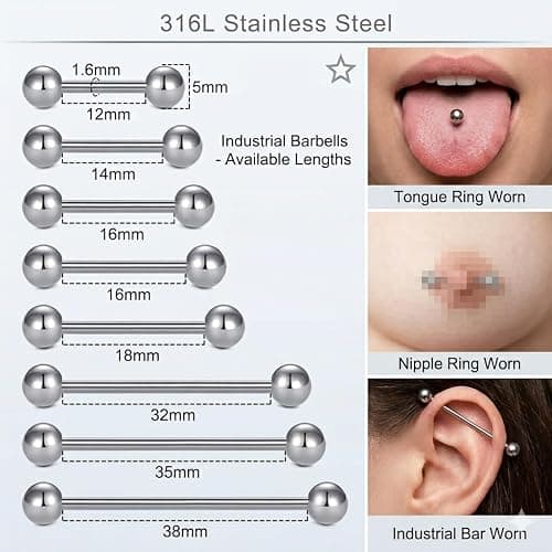 DJCIW 75Pcs Professional Piercing Kit For All Piercings, 14G 16G 18G 20G Needles Clamps Body Jewelry for Nose Belly Lip Eyebrow Ear Piercing (read description) thumbnail 4