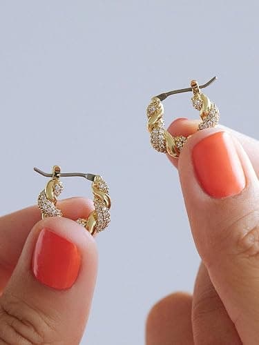Chunky Gold Hoop Earrings for Women, 14k Gold Plated Thick Triple Hoop Earrings Hypoallergenic Trendy Chunky Gold Hoops Earrings Dainty Jewelry Gifts for Women thumbnail 6