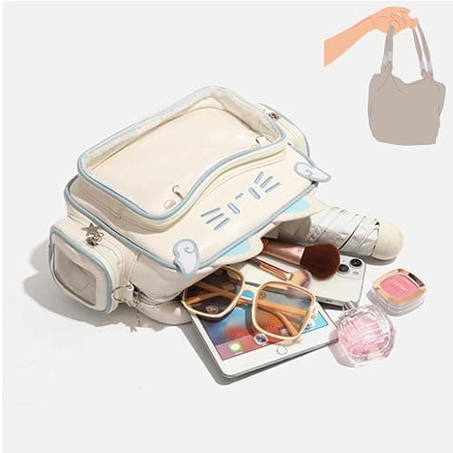 semmoi Ita Bag Kawaii Cat Backpack with Adjustable Straps, Large Capacity, Ideal for Daily Use, Cute Bag (Beige) thumbnail 4