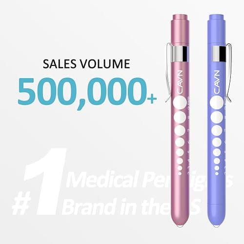 CAVN Pen Light with Pupil Gauge LED Penlight for Nurses Doctors, 2 Pcs Reusable Medical Penlight for Nursing Students (Rose Pink/Bluish Purple) thumbnail 7