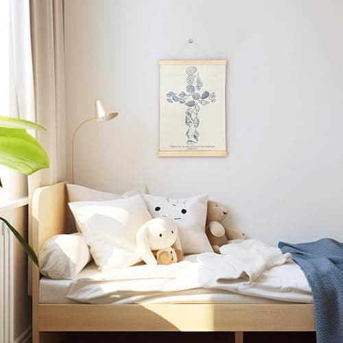 SereneHanctuary Christian Beach Coastal Wall Art, Shell Bible Verses Wall Decor, Christian Poster Hanger Frame for Nursery Room Bedroom Classroom,12X16Inches thumbnail 4