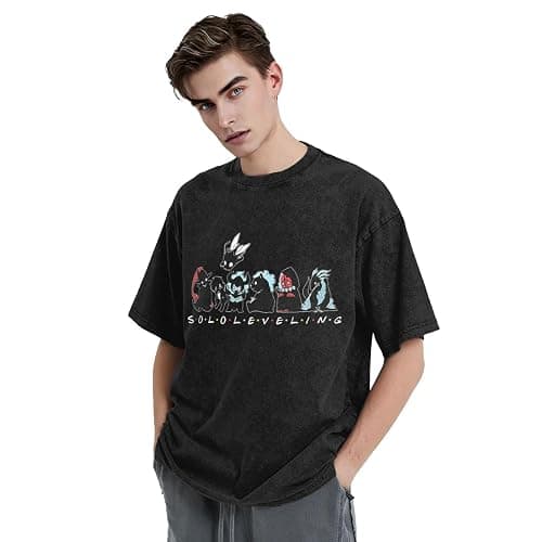Solo Leveling Retro Dropped Shoulder Street Casual Loose Washed Short-Sleeved T-Shirt thumbnail 3