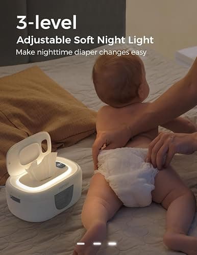Momcozy Baby Wipe Warmer, Innovative Spring Design,Large Capacity Dispenser | Wipe Warmer with Night Light, Fast and Even Heating, 4 Adjustable Temperature Modes, Baby Shower & Registry Must-haves, Grey thumbnail 4