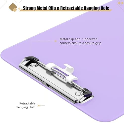 Hongri Plastic Clipboard with Pen Holder, Purple 8.5x11 Letter Size Clip Board for Classroom, Office, Students, Nurses and Women, Low Profile Clip, Size 12.5 x 9 in(Pack of 6) thumbnail 6