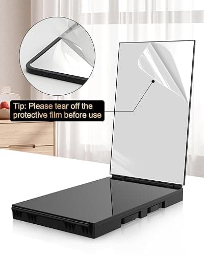 JUSRON 360 Viewing Angle Self Hair Cutting Mirror, Clear Anti-Fog HD Glass, USB Rechargeable, Easy to Use, Height Adjustable, Portable, Good Choice for Gifts - Black With Led thumbnail 6