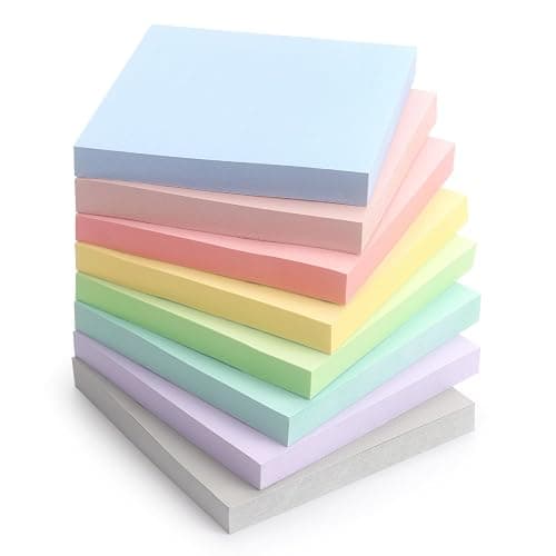 Sticky Notes 3x3 Inch, 8 Pads Light Colors Self-Adhesive, 8 Assorted Pastel Colors, 80 Sheets/Pad, Reusable Notepads for Office, School, and Home - Image 1