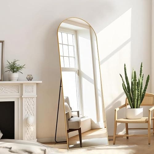 Arched Mirror Full Length, Upgraded 16"x59" Body Wall Mirrors with Shatter-Proof Glass, Floor Standing, Hanging or Leaning, Tall Arch Mirror with Stand Aluminum Alloy Frame for Bedroom Cloakroom thumbnail 4
