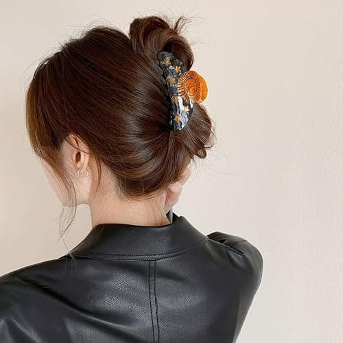 Wenlly sunflower hair claw, cellulose acetate hair jaw clip, non-slip hair hold barrettes for women and girls, 1 piece thumbnail 3