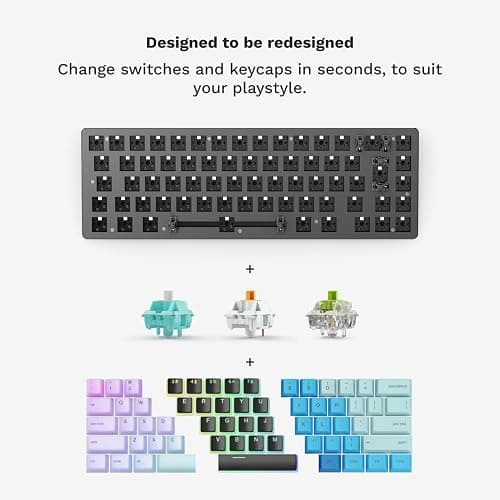 Glorious Gaming GMMK 2 Compact 65% Barebones (Frame Only) - Mechanical Gaming Keyboard Frame, Compact TKL Size (65%), Aluminium, Customisable, Per Key RGB, American QWERTY Layout - Black thumbnail 3