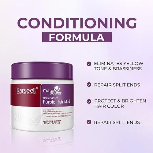 Karseell Purple Hair Mask, 16.90 oz | Blonde Hair, Neutralizes Brass, Gray Hair, Highlighted Hair, Moisturizing, Smoothing thumbnail 3