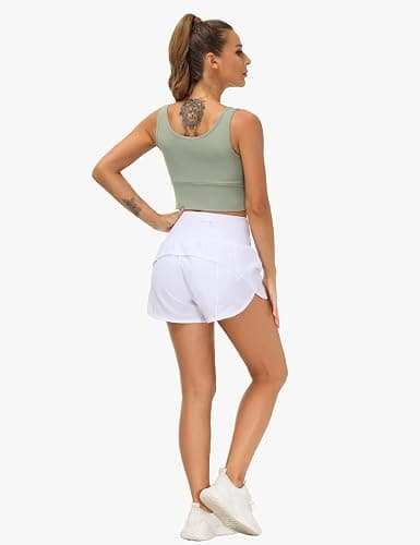 THE GYM PEOPLE Womens High Waisted Running Shorts Quick Dry Athletic Workout Shorts with Mesh Liner Zipper Pockets thumbnail 5
