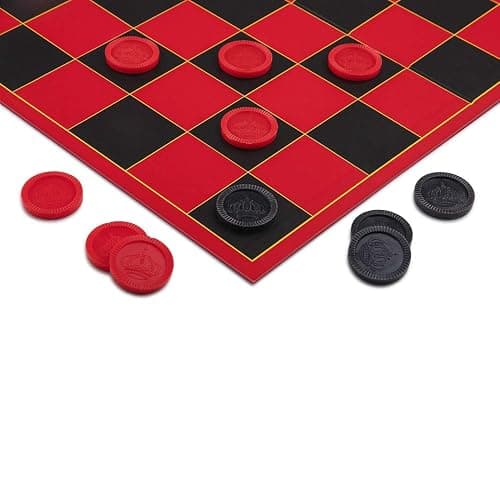 HI-Q Checkers & Tic-Tac-Toe Board Game Set – Classic Strategy for Kids & Family – Features Interlocking Stacking Pieces & Folding Board – Ages 6+ thumbnail 8