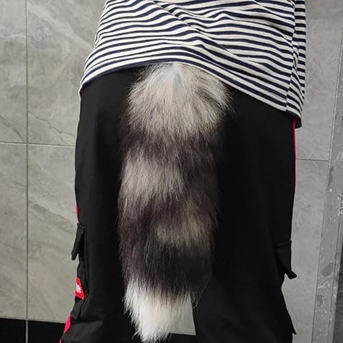 WtgwtQ Fluffy Fox Tail Fur Keychain Therian Cosplay Handbag Tassel Hook Accessories for Women Black Soft Faux Furry Tails Toy Kids Birthdays Party Costume Cat Toys for indoor Cats thumbnail 9