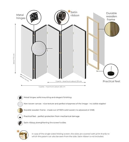 murando Decorative Room Divider Leaf 135x172 cm / 54"x68" Single-Sided Folding Screen 3 Panels Room Partition Non-Woven Canvas Print Opaque Photo Display Nature Meadow like painted b-A-0885-z-b thumbnail 8