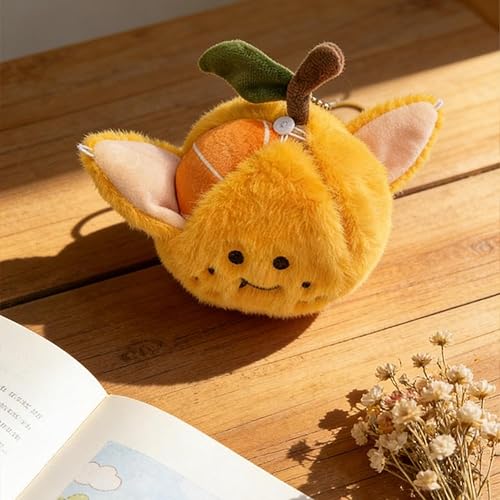 DTREELS Adorable Orange Tangerine Plush Keychain,Peelable Design,Orange Keychain Stuffed Doll Keyring Hanging Ornament Handbag Charm thumbnail 7