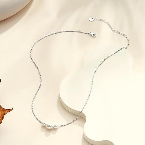 Decholly Gold Pearl Necklaces for Women Trendy, 14K Gold Plated Dainty Necklace Simple Layered Pearl Necklaces for Women Trendy Wedding Birthday Jewelry thumbnail 5