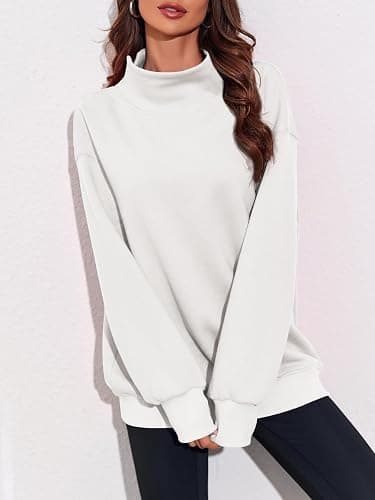 Fisoew Women's Oversized Turtleneck Sweatshirt Long Sleeve Pullover Casual Tops thumbnail 5
