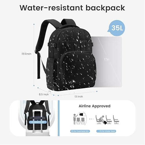 LOVEVOOK Laptop Backpack for Women with Giant Tumbler Holder Pocket,17 Inch Puffer Travel College Work Backpack Purse for Teacher Nurse,Waterproof Laptop Bag Computer Back Pack Casual Daypack,Black thumbnail 2
