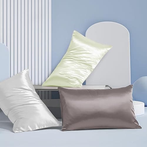 Jogcaw 2 Pack 100％ Silk Pillowcase for Hair and Skin, Soft Breathable Cooling Mulberry Silk Pillow Case Set of 2, Both Sides Grade 6A Silk Pillow Covers with Hidden Zipper (Sage Green, Standard) thumbnail 2