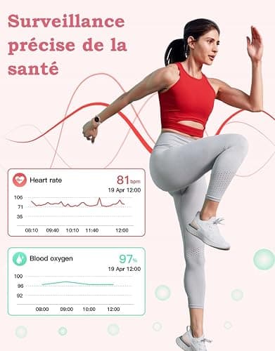 Montre Connectée Femme Ronde Petite Montre Podometre Smartwatch avec Appel Bluetooth Cardiofrequencemetre Oxymetre Chronometre pour Android iOS Montre Sport pour Running Course à Pied Etanche IP68 thumbnail 6