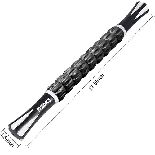 MZDXJ Muscle Roller Massage Roller Stick- Deep Tissue Fascia Blaster for Myofascial Pain Relief, Lymphatic Drainage & Body Sculpting, Handheld Physical Therapy & Recovery Tool (White black-18 inch) thumbnail 2