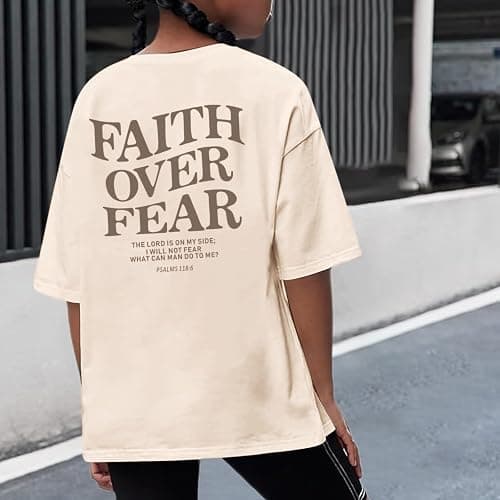 Lubpow Faith Over Fear Shirt Christian Jesus Tshirts for Girls Religious Inspirational Tees Bible Verse Tops for Kids 3-12 thumbnail 4