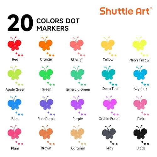 Shuttle Art Dot Markers, 20 Colors Washable Markers for Toddlers,Bingo Daubers Supplies Kids Preschool Children, Non Toxic Water-Based thumbnail 3