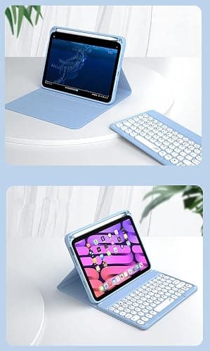 kaitesi Keyboard Case for iPad Air 11 inch M3 M2, Air 5th/4th Generation 10.9 inch, iPad Pro 11 inch 4th/3rd/2nd Generation Detachable Keyboard Case Round Keys (Light Pink) thumbnail 5