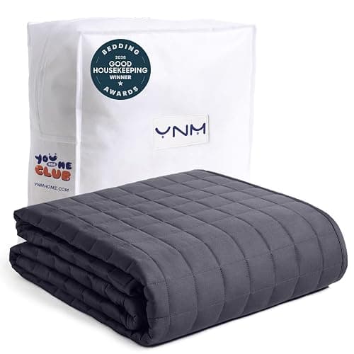 YnM 15lbs Weighted Blanket for Adults, Heavy Bed Throw Blanket with Cooling Glass Beads for All Season Use, Ideal for ~90lbs (48x72 Inches, Twin/Full, Dark Grey) - Image 1