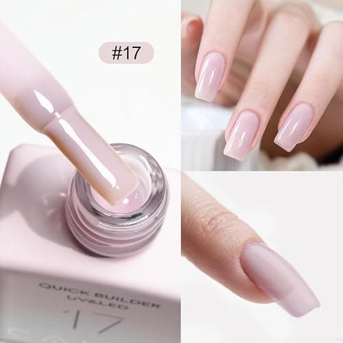 CANNI Quick Builder Nail Gel For Nails Set – 6 Colors 9ML Clear White Pink, Soak Off UV LED Nail Extensions & Strengthening, Self-Leveling Builder Gel for DIY Manicure & Salon Use Women thumbnail 9