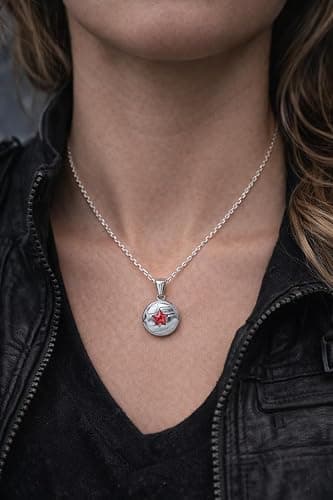Aşık Accessories Bucky Necklace - Soldier Star Necklace - Red Zircon Star Pendant - 925 Sterling Silver - Unisex Heroic Jewelry thumbnail 5