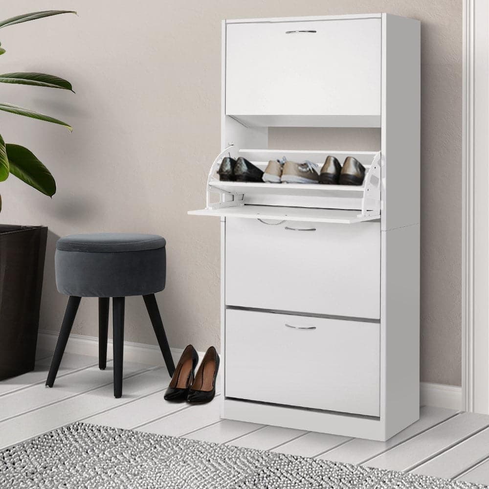 Artiss Shoe Rack Storage Cabinet Organiser 60 Pairs White Shelf Drawer Footwear Closet Organization Space Saving Home Furniture Bedroom Hallway Entryway Modern Design Durable Sturdy Easy thumbnail 2