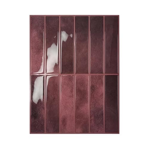 Alwayspon 22.9x29cmx10Pcs Self-Adhesive 3D Vinyl Wall Tile Sticker Transfers, Peel and Stick Waterproof Splashback Stick on Tile Decals for Kitchen Bathroom Wall, Retro Red thumbnail 3