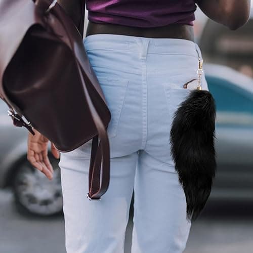 Admireme Faux Fox Tail Keychain Pendant Cosplay Costume Halloween Furry Fox Tails Handbag Accessory Key Chain Charm for Women thumbnail 5
